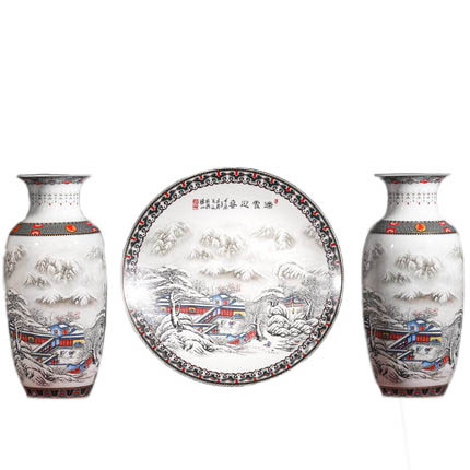 Compatible porcelain for Jahrriesnge snow scene vase set 3pcs cna1044 Compatible porcelain Jahrriesnge for snow scene vase set 3pcs cna1044